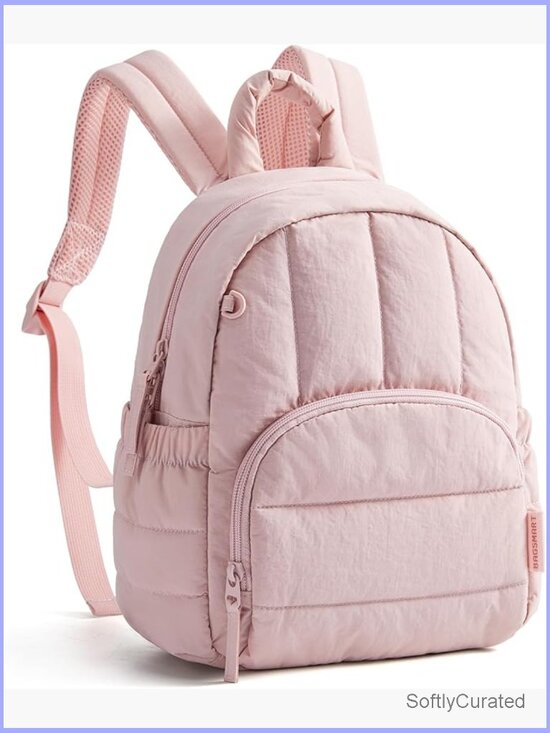 Mini Backpack, Lightweight Puffer Quilted Daypack, Water-Resistant Bookbag main image 4